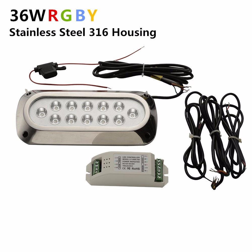 Factory In Stock 316 stainless steel housing 36W Marine led underwater boat light spot IP68 CE boat marine underwater LED light