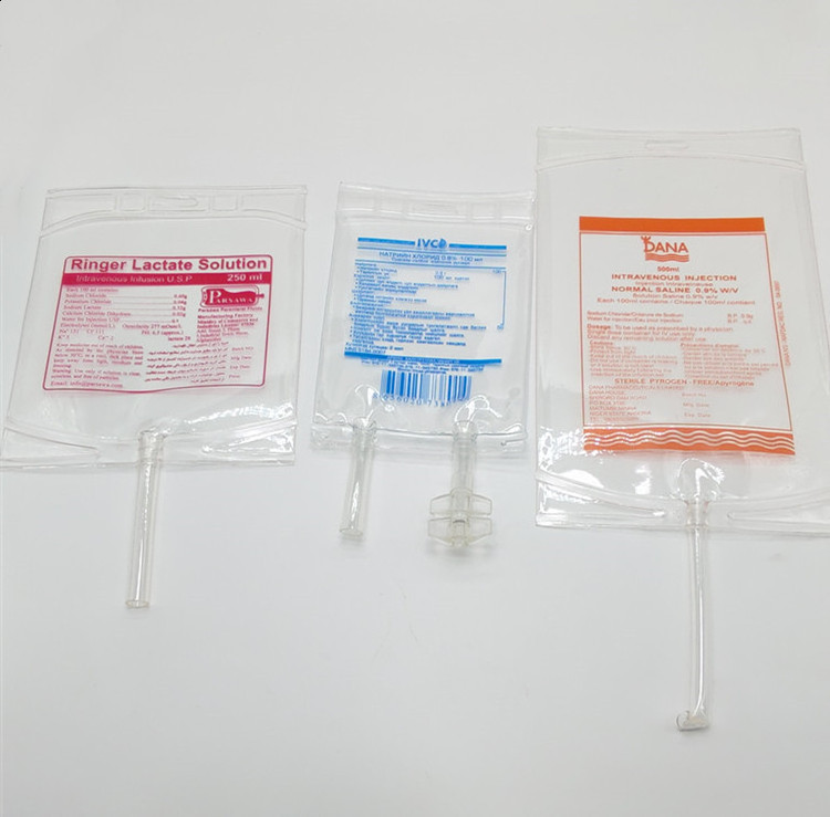 pvc infusion bag saline sodium chloride drip bag100ml 250 cc Two Ports IV PVC Infusion Bag