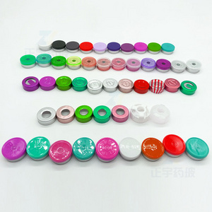 Hot sale bottle cap of aluminium body with colorful plastic lid 13mm 15mm 20mm Tear Off Cover with and for Sealing Glass Viales