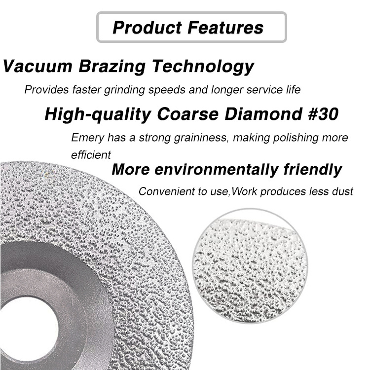 150x22.23mm 30#/40# curved edge Angle grinder grinding disc vacuum brazed diamond grinding wheel for Gray cast iron