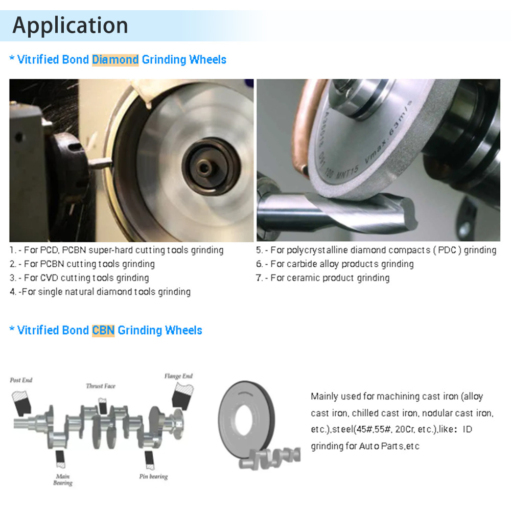 6 cbn grinding wheel Vitrified bonded CBN Wheel for grinding cam and crankshaft