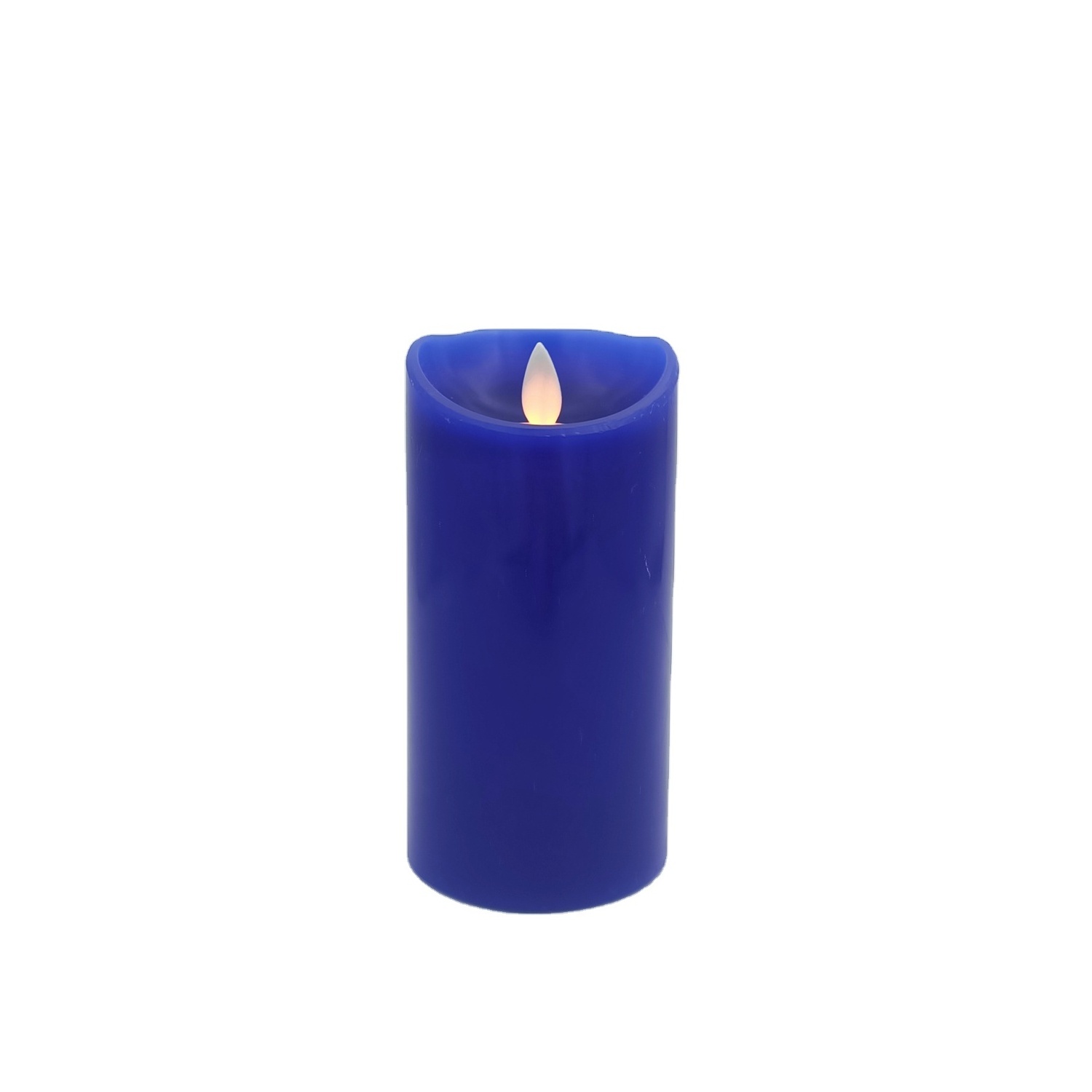 Free-Flowing 3D Fireless Blue  flame Real Wax LED Pillar Candle Light With Timer,Battery-Operated