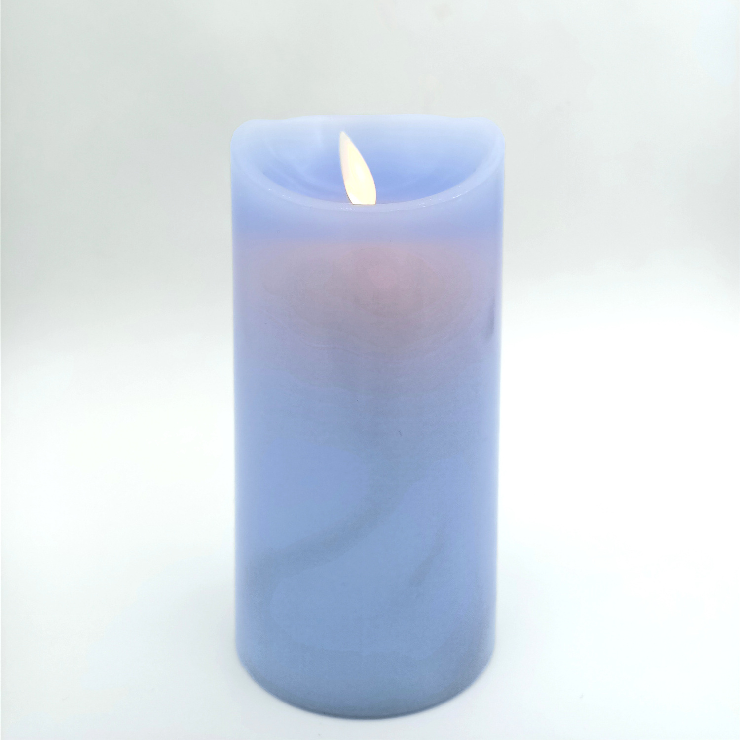 Free-Flowing 3D Fireless Blue  flame Real Wax LED Pillar Candle Light With Timer,Battery-Operated