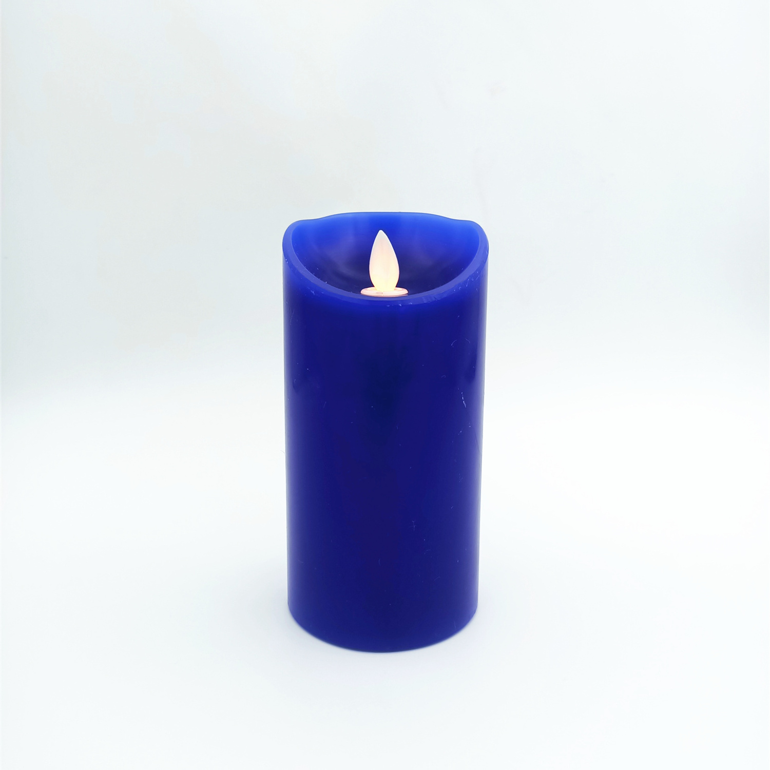 Free-Flowing 3D Fireless Blue  flame Real Wax LED Pillar Candle Light With Timer,Battery-Operated