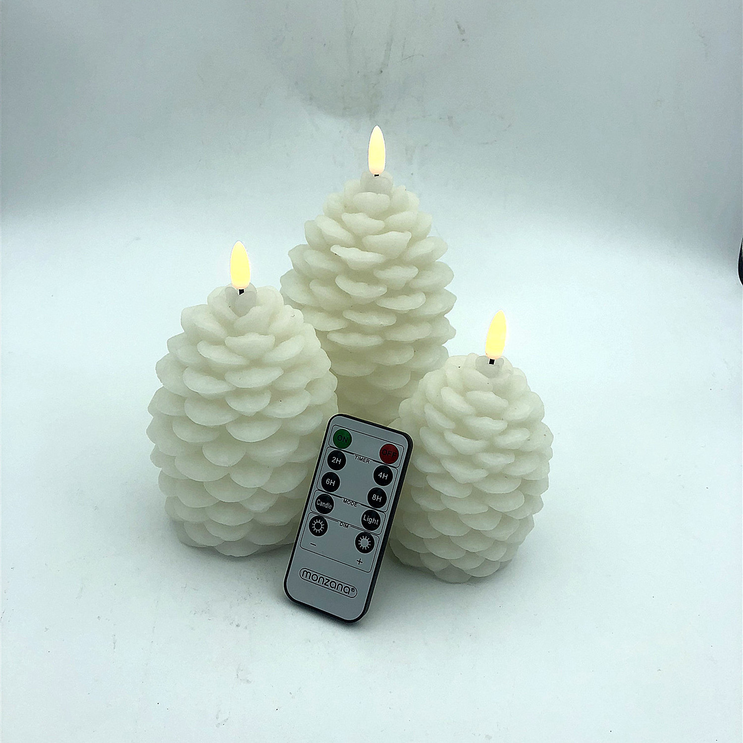 Holiday Lighting LED Pine Cone Pillar Electronic Candle for Wedding Decoration Christmas