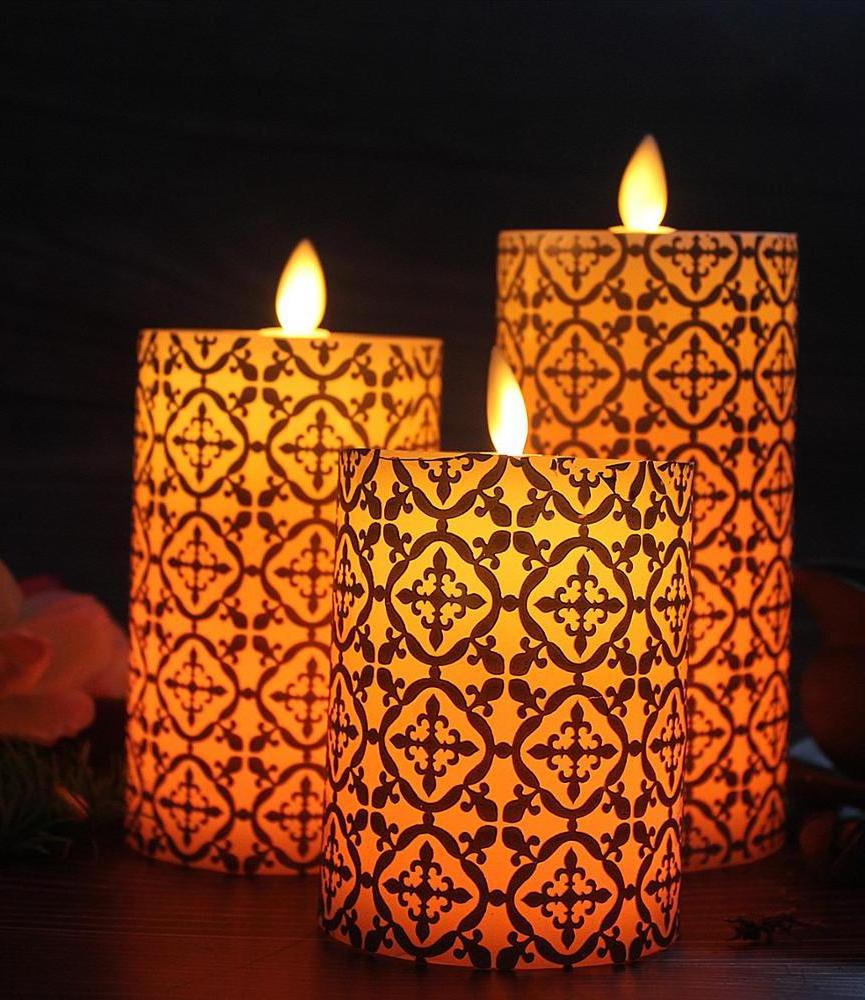 set of 3 battery operated candles  flameless water sticker candle with timer