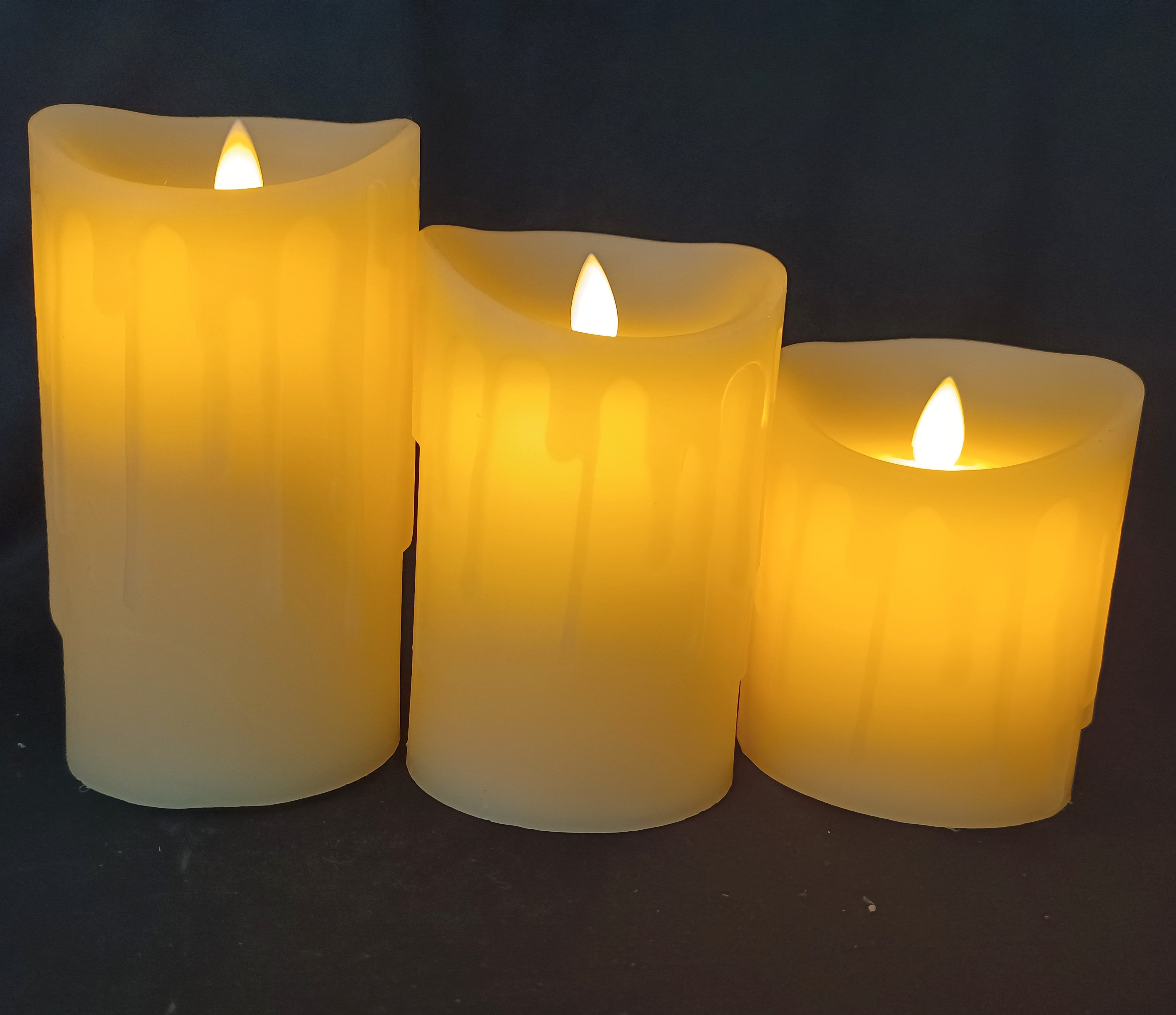 Wholesale ivory pillar real wax battery flameless light new led candle