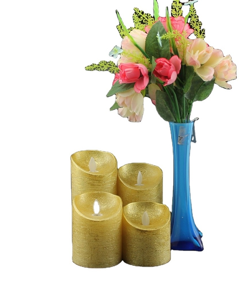 gold led flickering candles timer flameless battery operated candle with timer for home decoration