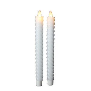 2pcs/set H 25 cm Wax Warm White Moving Flame Flameless LED Taper Candle