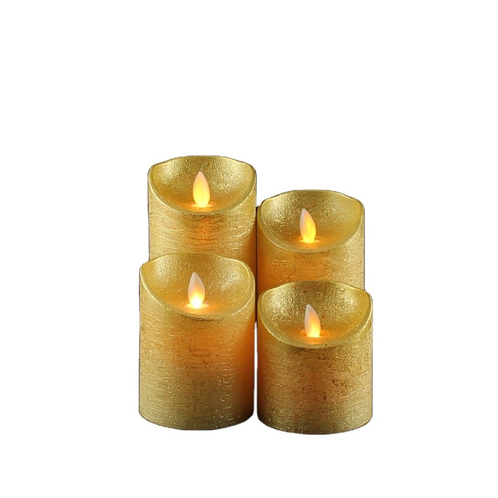 gold led flickering candles timer flameless battery operated candle with timer for home decoration