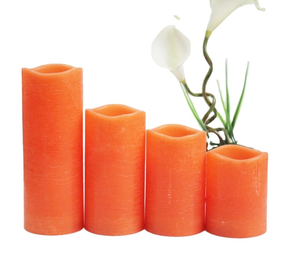 Hot Selling Real Battery Operated Carved Warm White Light Flickering Flameless Paraffin Bulk Candle Wax Luxury Scented Candles