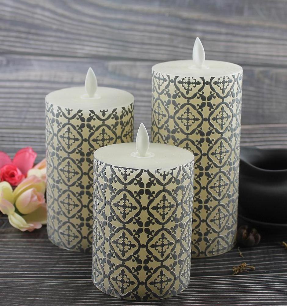 set of 3 battery operated candles  flameless water sticker candle with timer