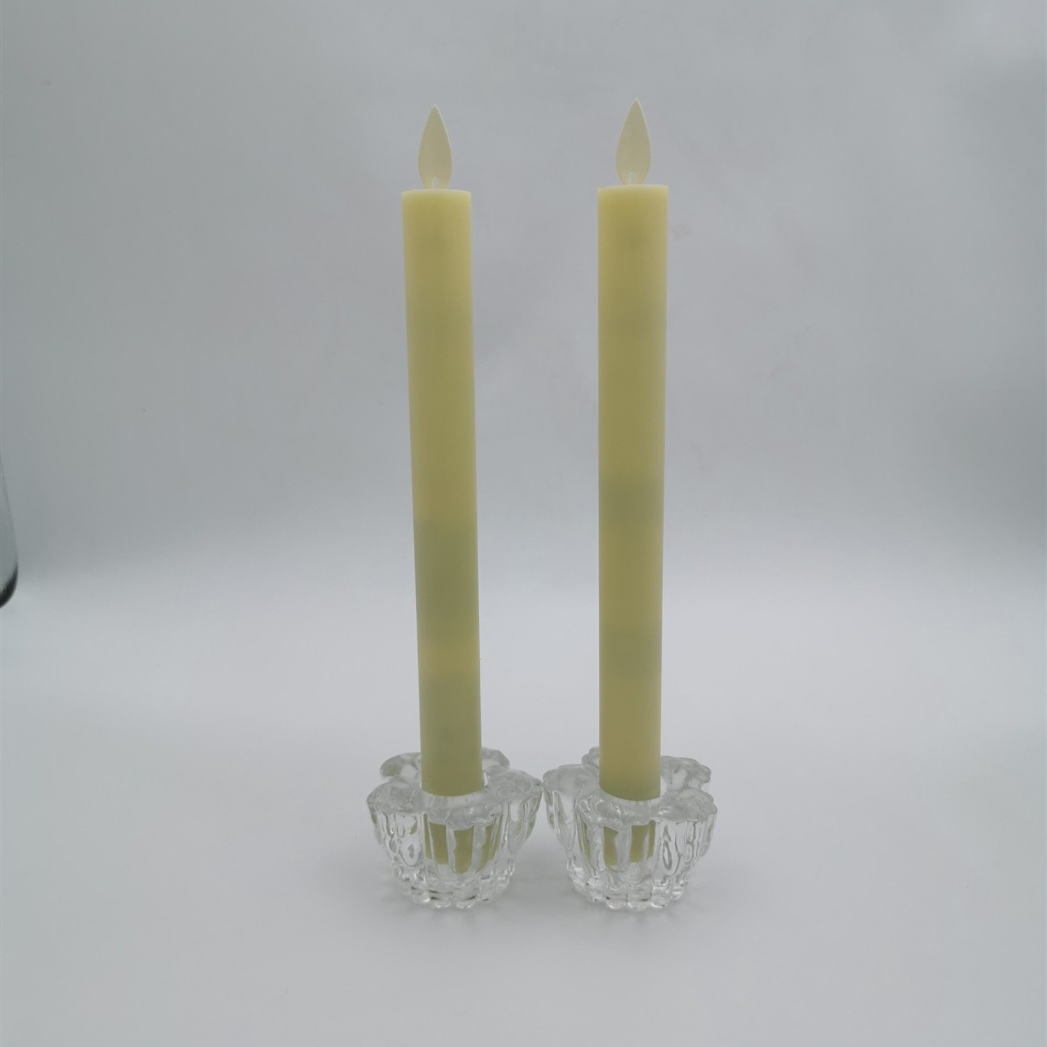 Ivory White Real Wax 3D Flame Battery Operated Electric Led Taper Candles With Remote Control