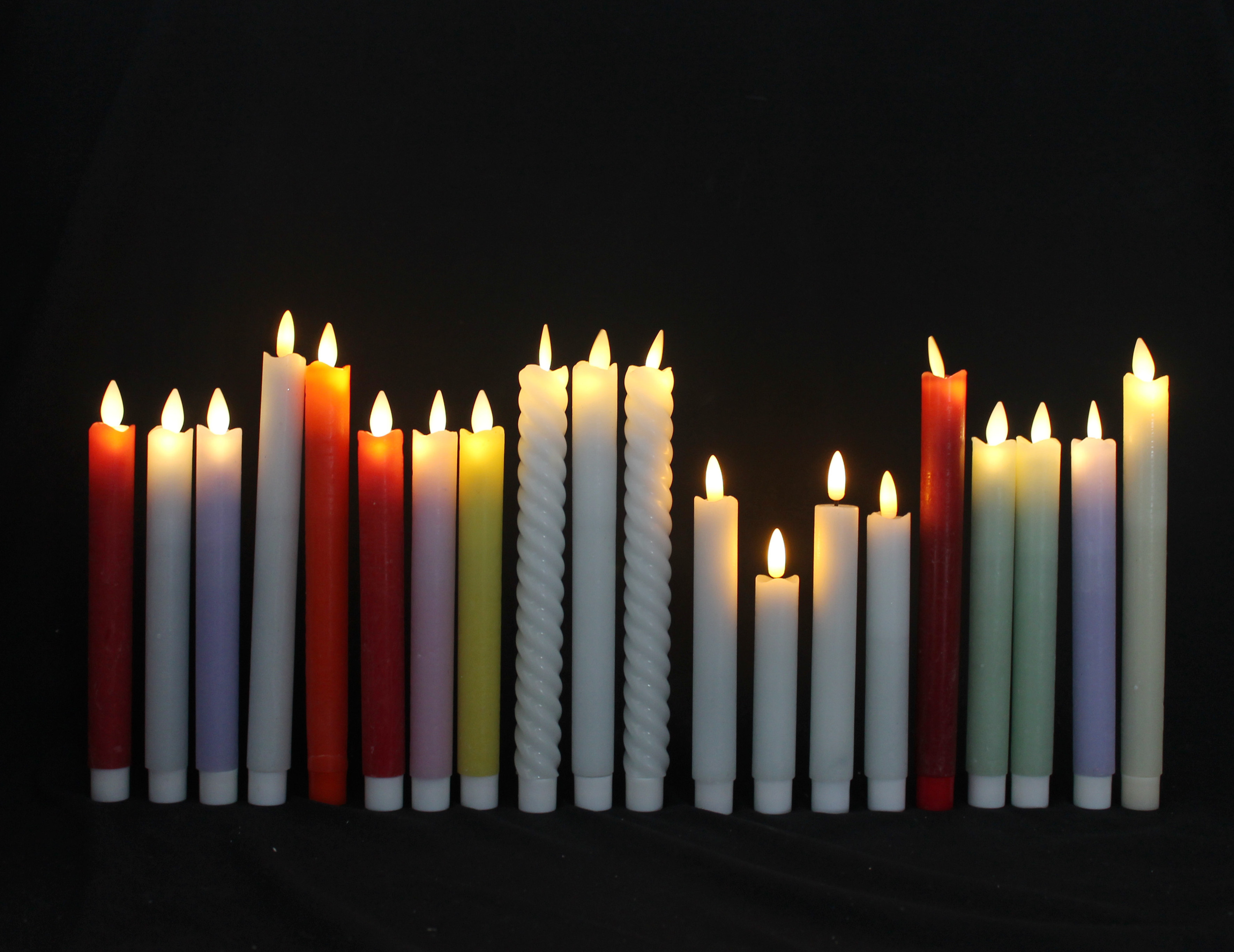 2pcs/set H 25 cm Wax Warm White Moving Flame Flameless LED Taper Candle