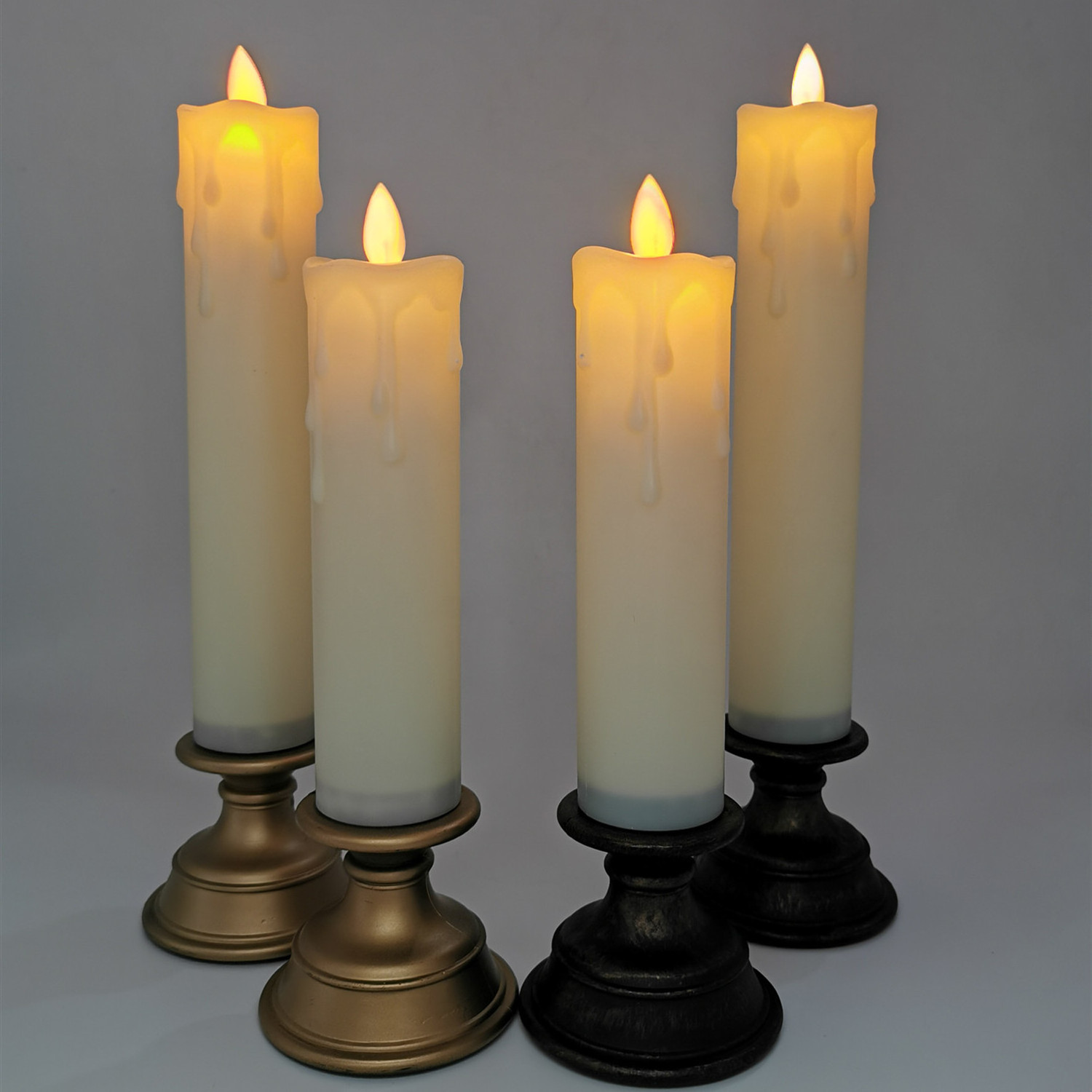 Ivory White Real Wax 3D Flame Battery Operated Electric Led Taper Candles With Remote Control