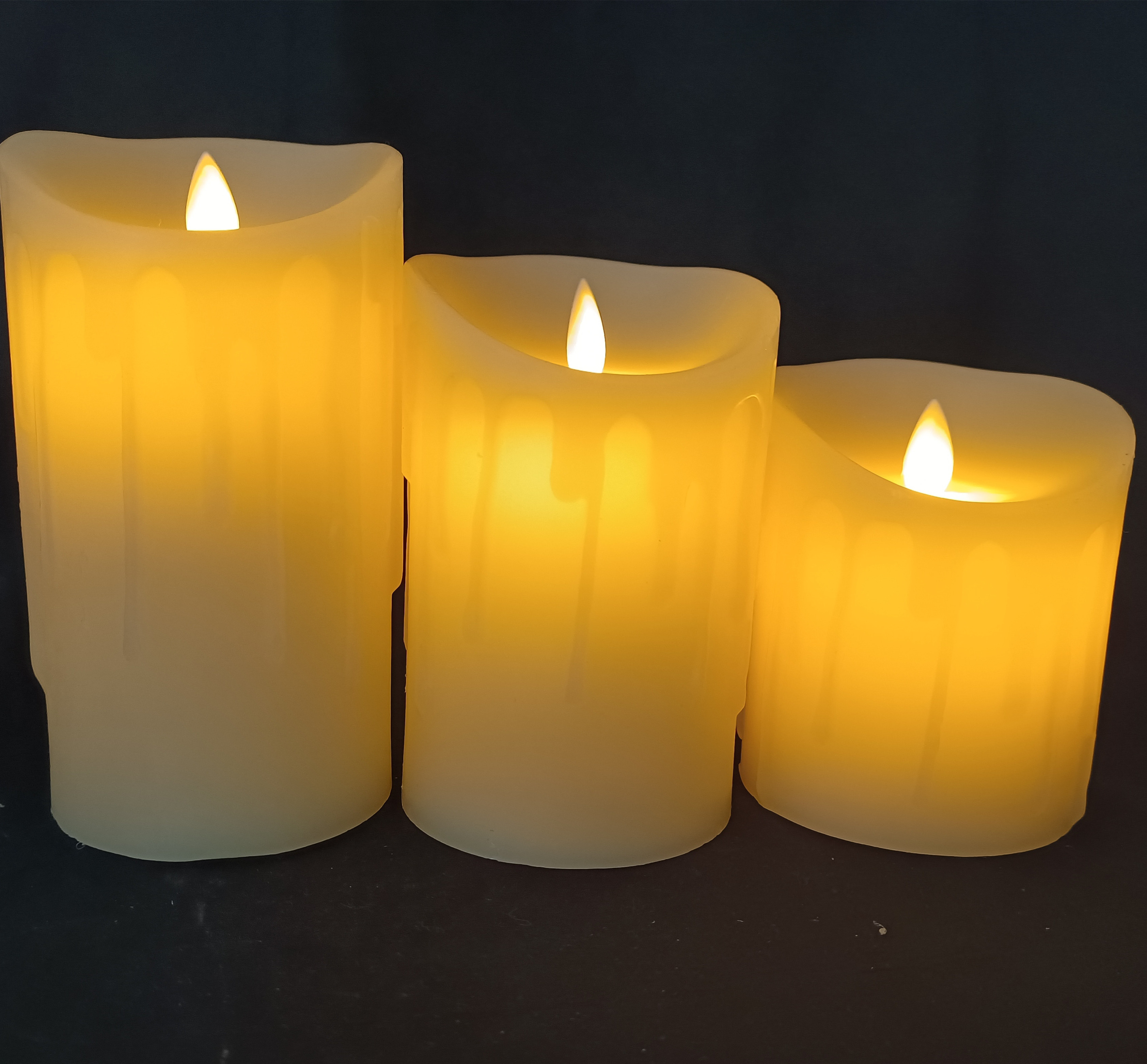 Wholesale ivory pillar real wax battery flameless light new led candle