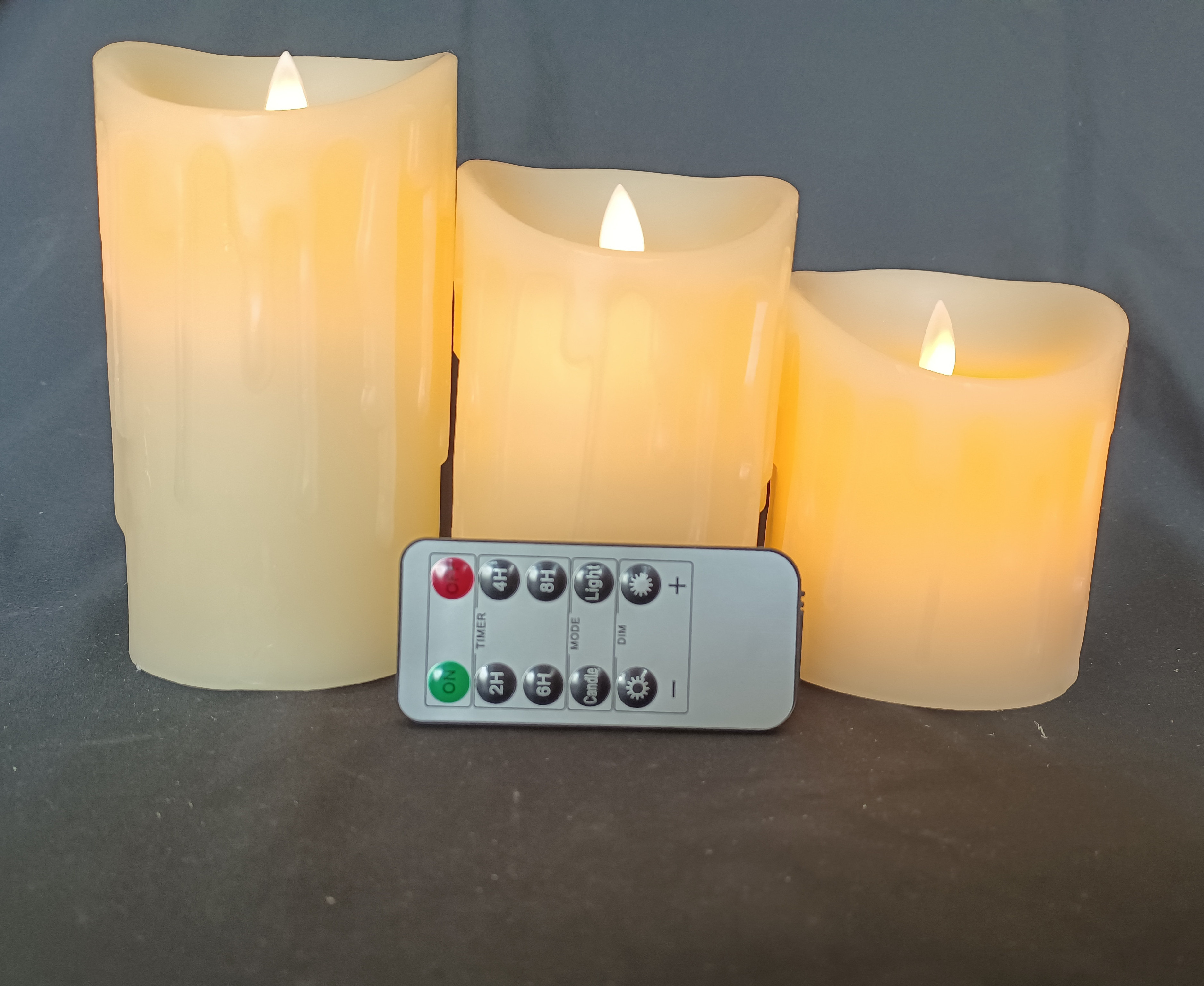 Wholesale ivory pillar real wax battery flameless light new led candle