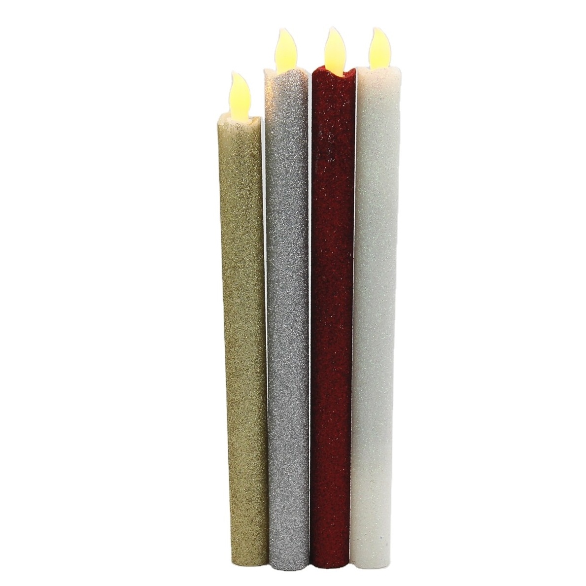 Ivory White Real Wax 3D Flame Battery Operated Electric Led Taper Candles With Remote Control