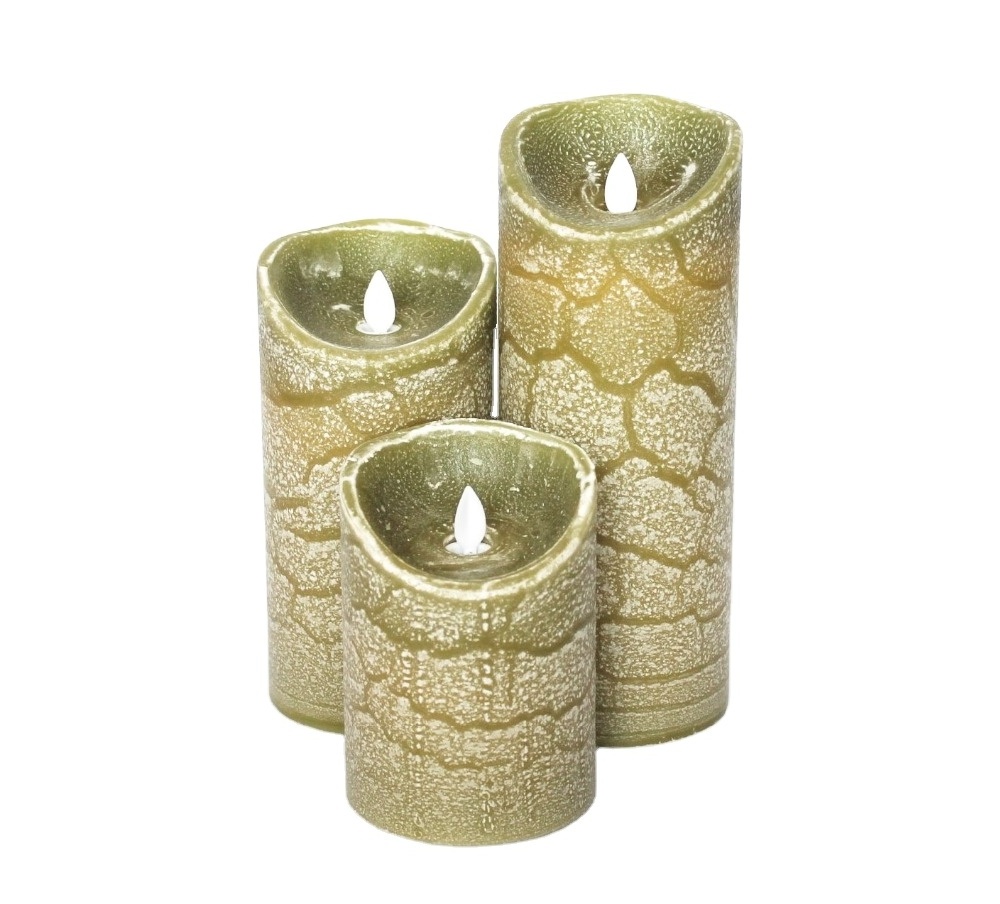 Green moving-wick Flameless LED candle with timer fake long candles