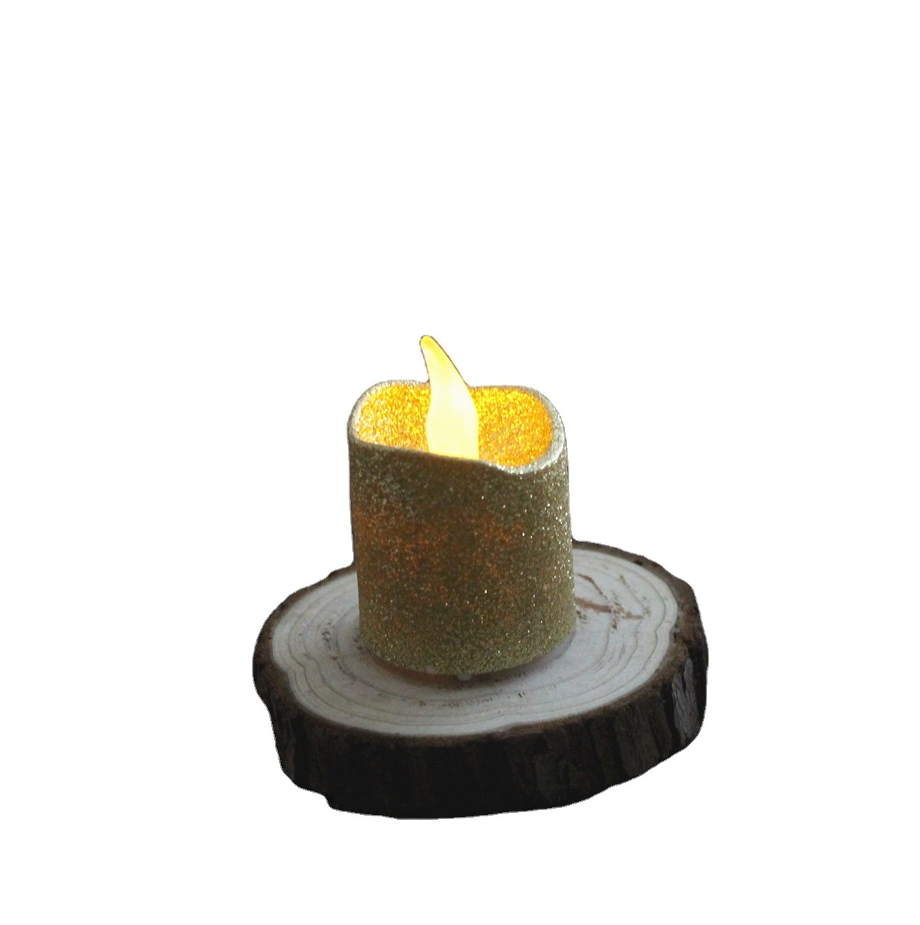 Mini LED plastic tea Light decorated with dust Powder Christmas party