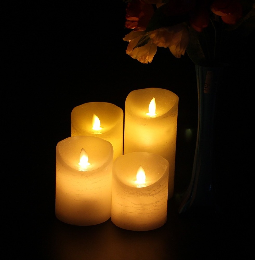 gold led flickering candles timer flameless battery operated candle with timer for home decoration