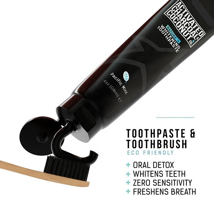 Private label fluoride free all natural activated charcoal whitening and staining toothpaste