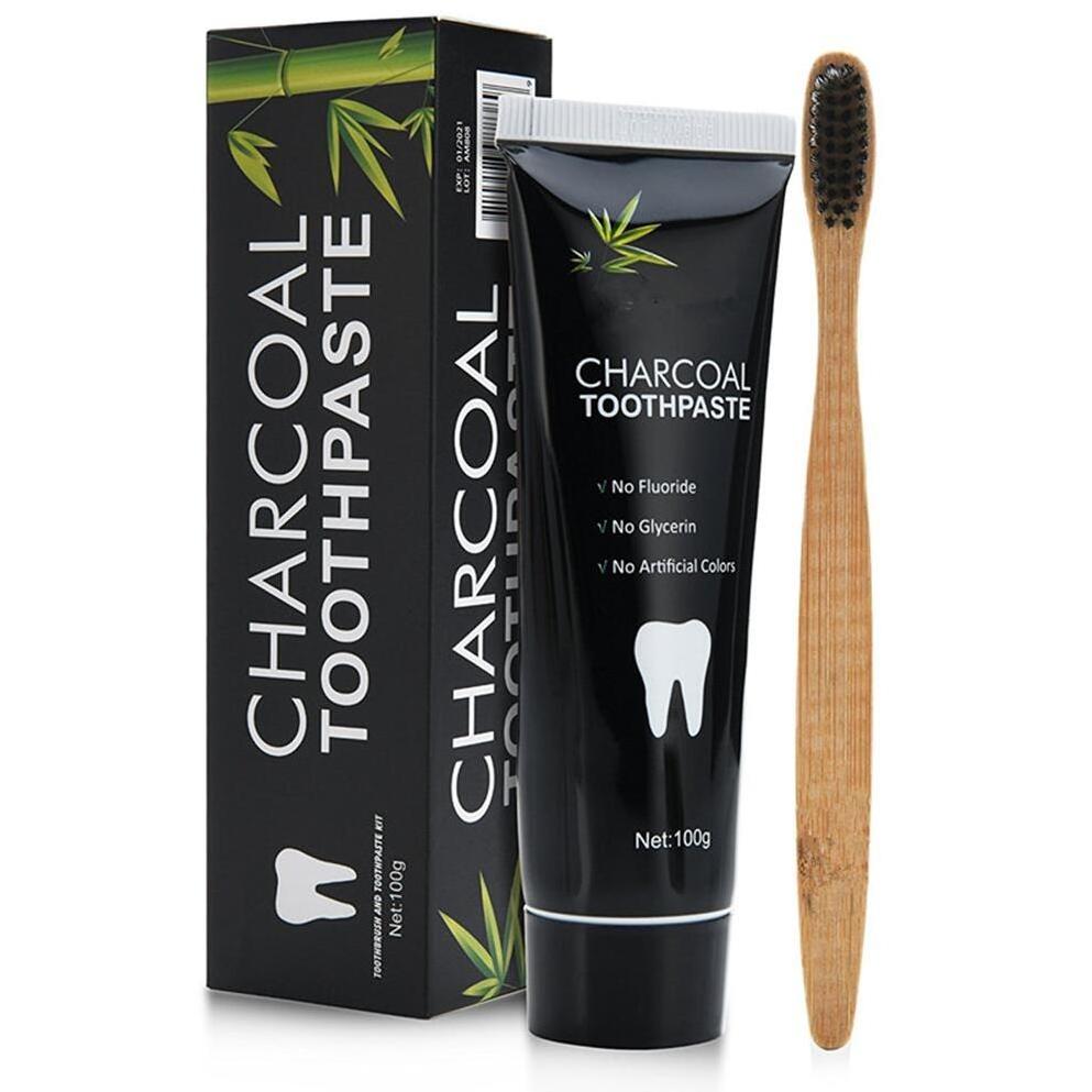 ISO CE USA approved activated bamboo stain remove charcoal teeth whitening kit toothpaste charcoal