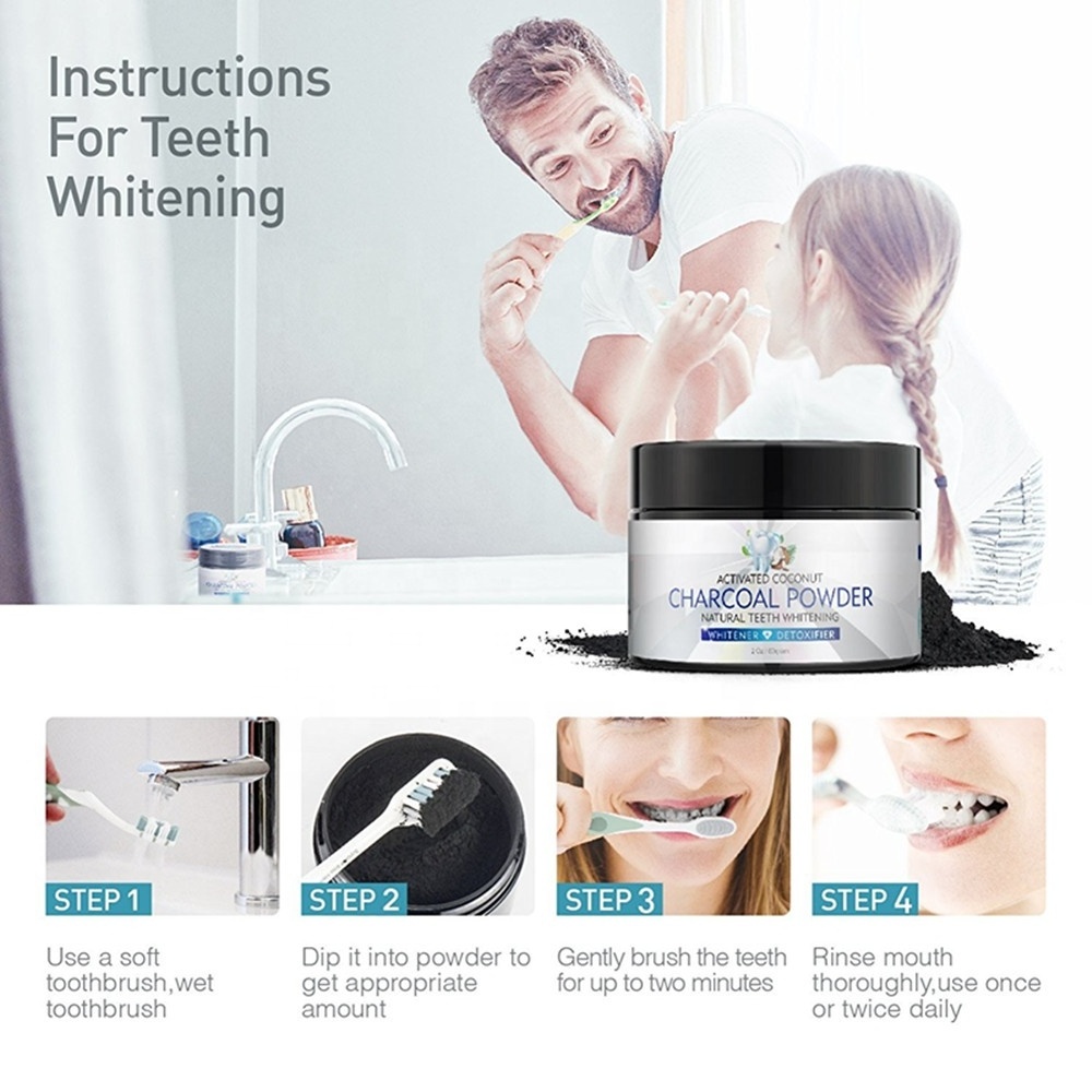 Hot Sell Safety Activated Teeth Whitening Powder Coconut Charcoal Carbon Teeth Whitening Powder