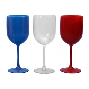 Plastic Goblet White Blue Pink Acrylic Wedding Unbreakable Plastic Stemless Color Black Wine Glasses