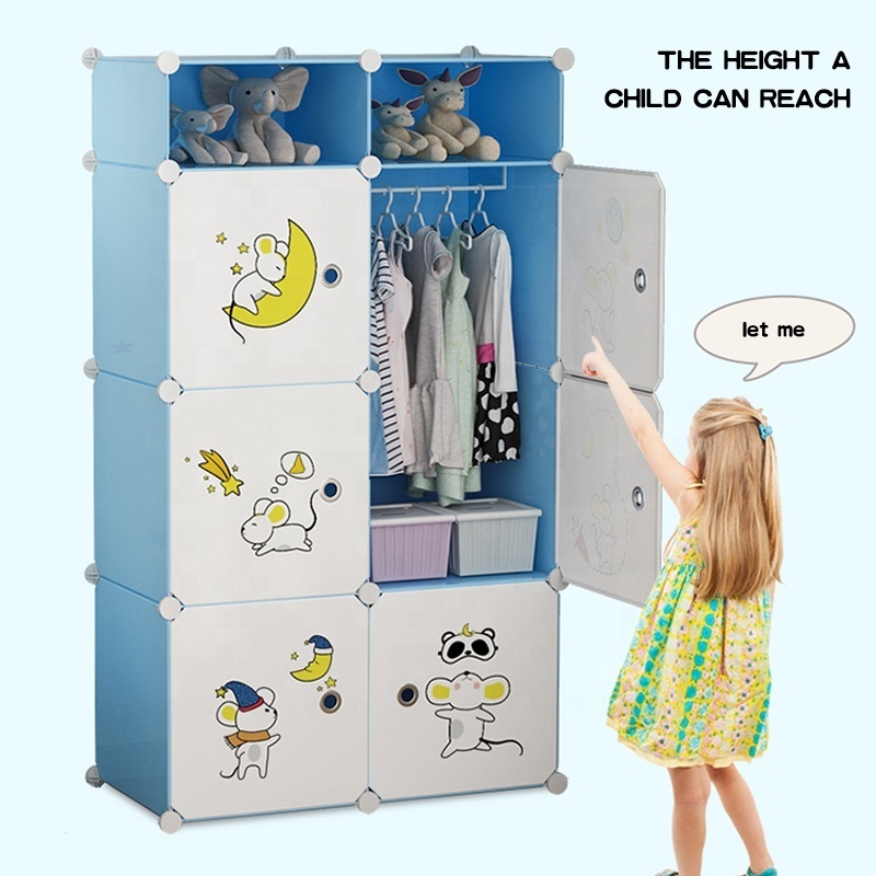 Diy Foldable Bedroom Organizer Closet Baby Wardrobe Plastic Kids Plastic Storage Cabinet Wardrobe For Clothes