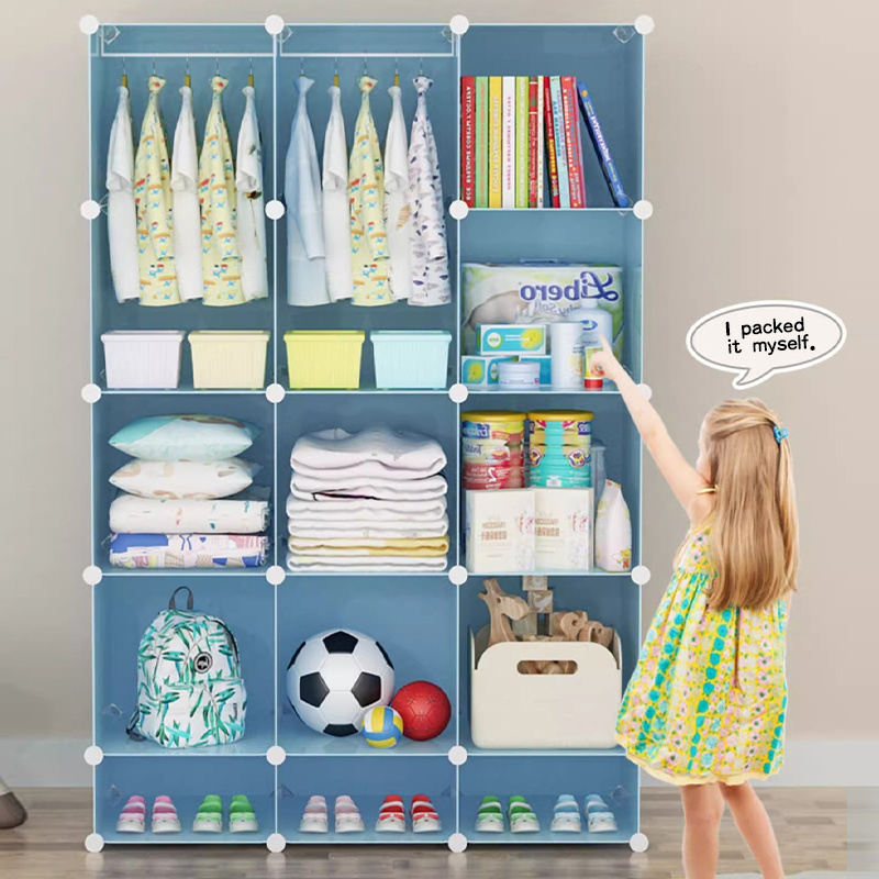 Foldable Bedroom Organizer Closet Baby Wardrobe Plastic Kids Plastic Storage Cabinet Wardrobe For Clothes