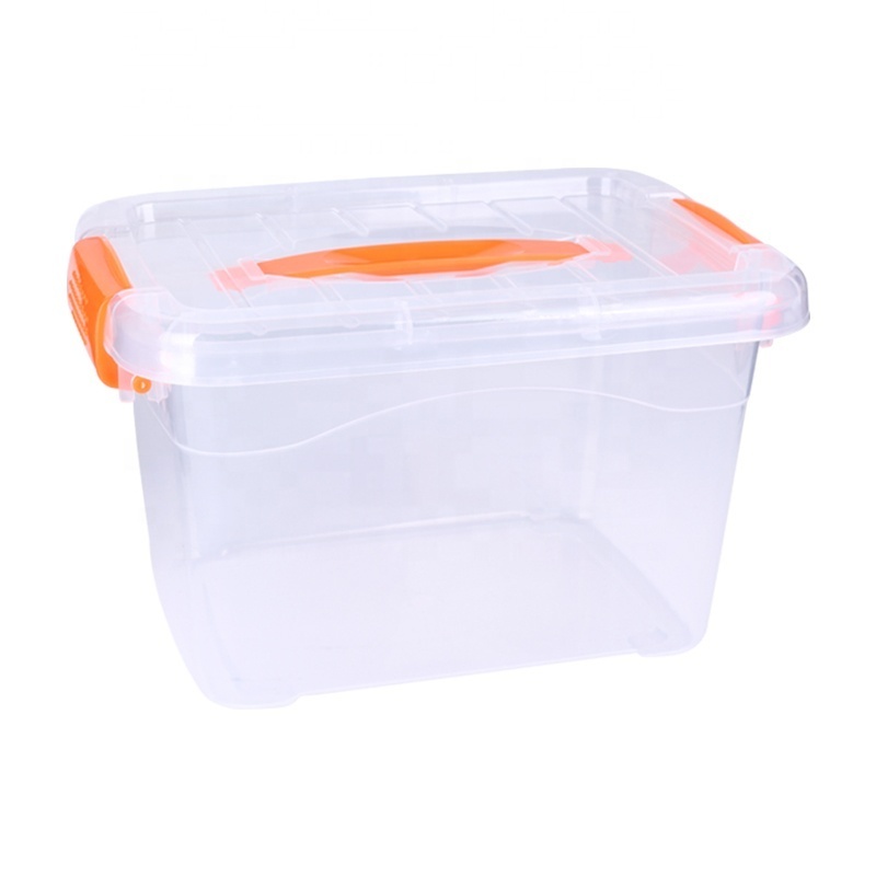 Big Clear Multifunction Organizer Bins Latching Buckles Stackable Plastic Storage Box With Latching Handle And Wheels Lids