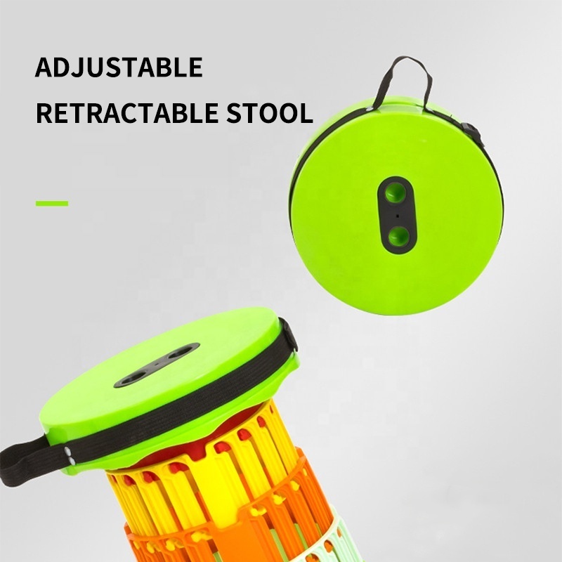 Portable Hiking Collapsible Telescopic Plastic Stool Round Folding Chair Outdo Foldable Telescope Retractable Folding Stool