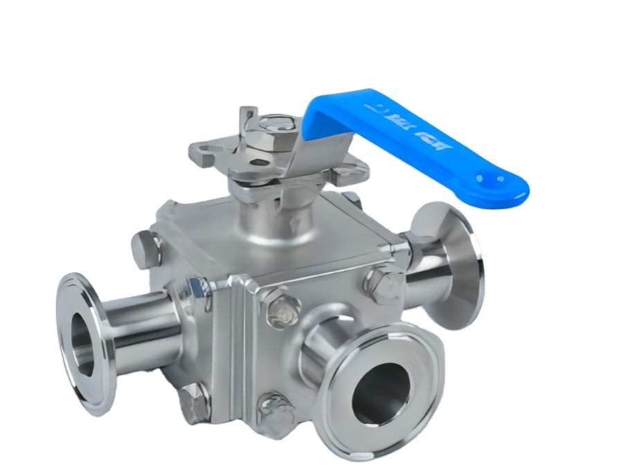 4-PCS 3 WAY SANITARY TRI-CLAMP END BALL VALVE.