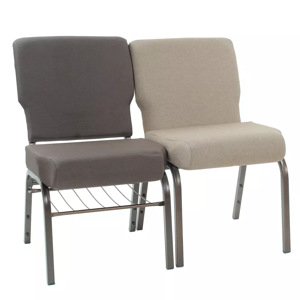 Manufacturer Sale Upholstered Steel Frame Stackable Padded Church Chair with arm