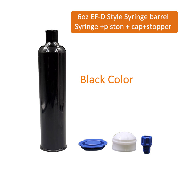 6oz EF-D EPOXY resin gel syringe barrel 150ml glue dispensing syringe black for  presission automatic glue dispenser machine