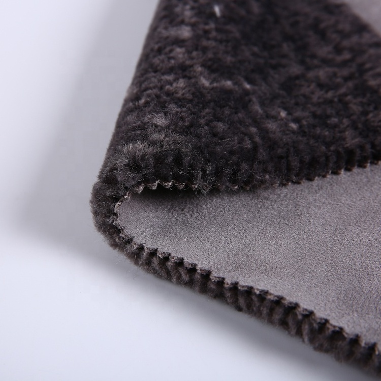 HOT products sells knitted suede bonded faux fur dark grey suede upholstery polyester fabric