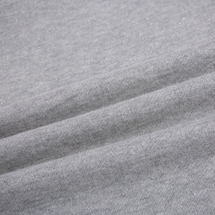 Wholesale gray loop lurex 60% polyester 40% cotton french terry fleece fabric for garment terri cotton fabric