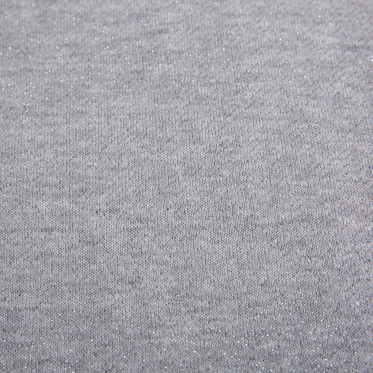 Wholesale gray loop lurex 60% polyester 40% cotton french terry fleece fabric for garment terri cotton fabric