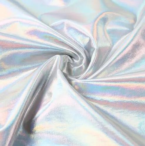 New fashion 95%polyester 5%spandex hologram multi bright color changing foil fabric glittering fabric for dance wear