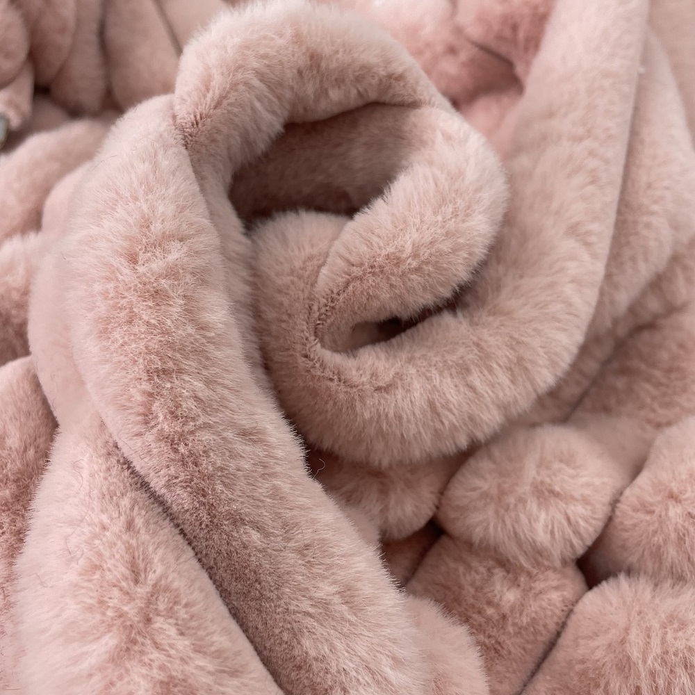 Customized high quality mink rabbit faux fur fabric fabrics for winter coat skin rabbit stripe faux fur plush fabric