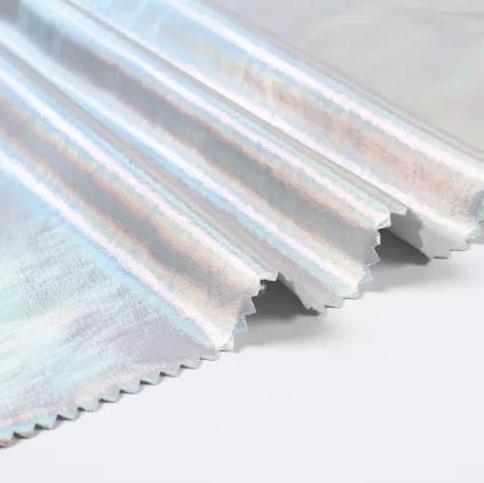 New fashion 95%polyester 5%spandex hologram multi bright color changing foil fabric glittering fabric for dance wear