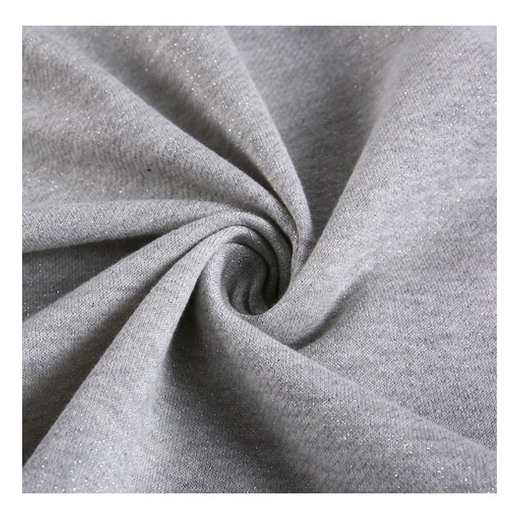 Wholesale gray loop lurex 60% polyester 40% cotton french terry fleece fabric for garment terri cotton fabric