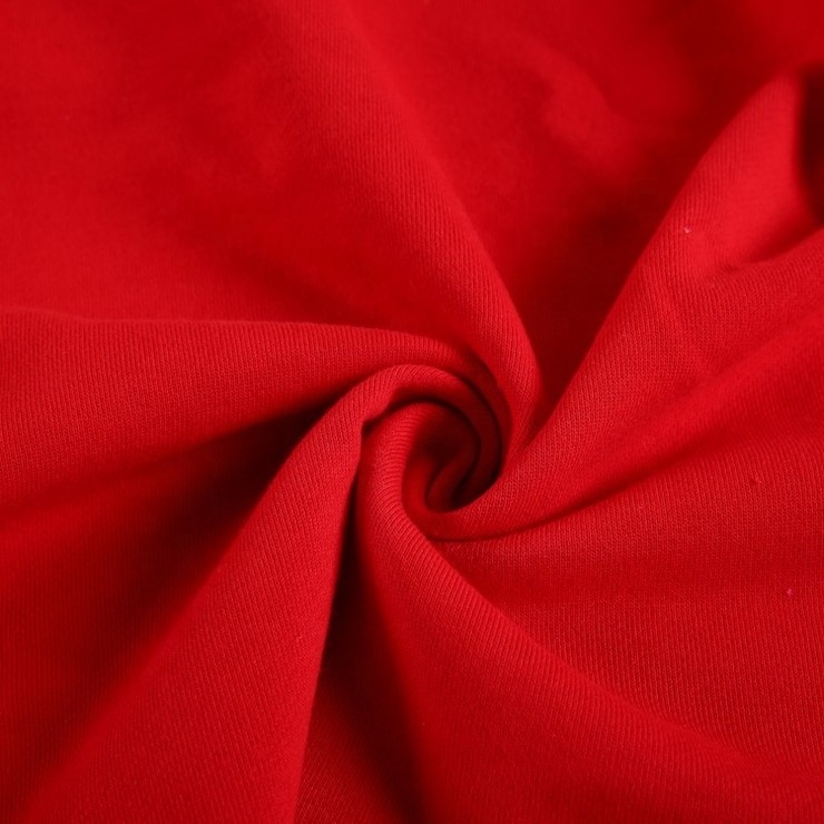 Hot Sale Red 380Gsm French Terry Fabric Loop Garment Cotton Textile Fabric Stock Lot For Sportswear terri cloth fabrics