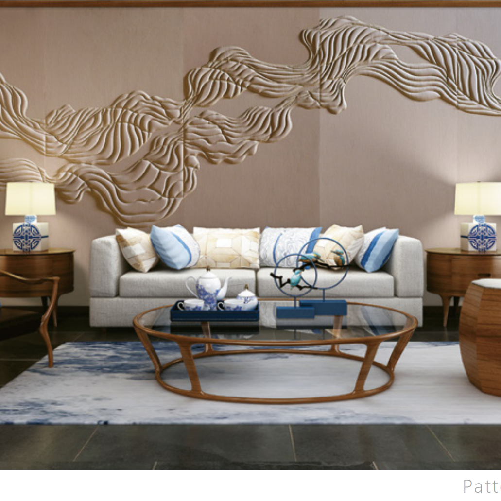 Zhenling wall design 3D Leather Wall Panels & Headboards with Cherry Blossom Embroidered Design