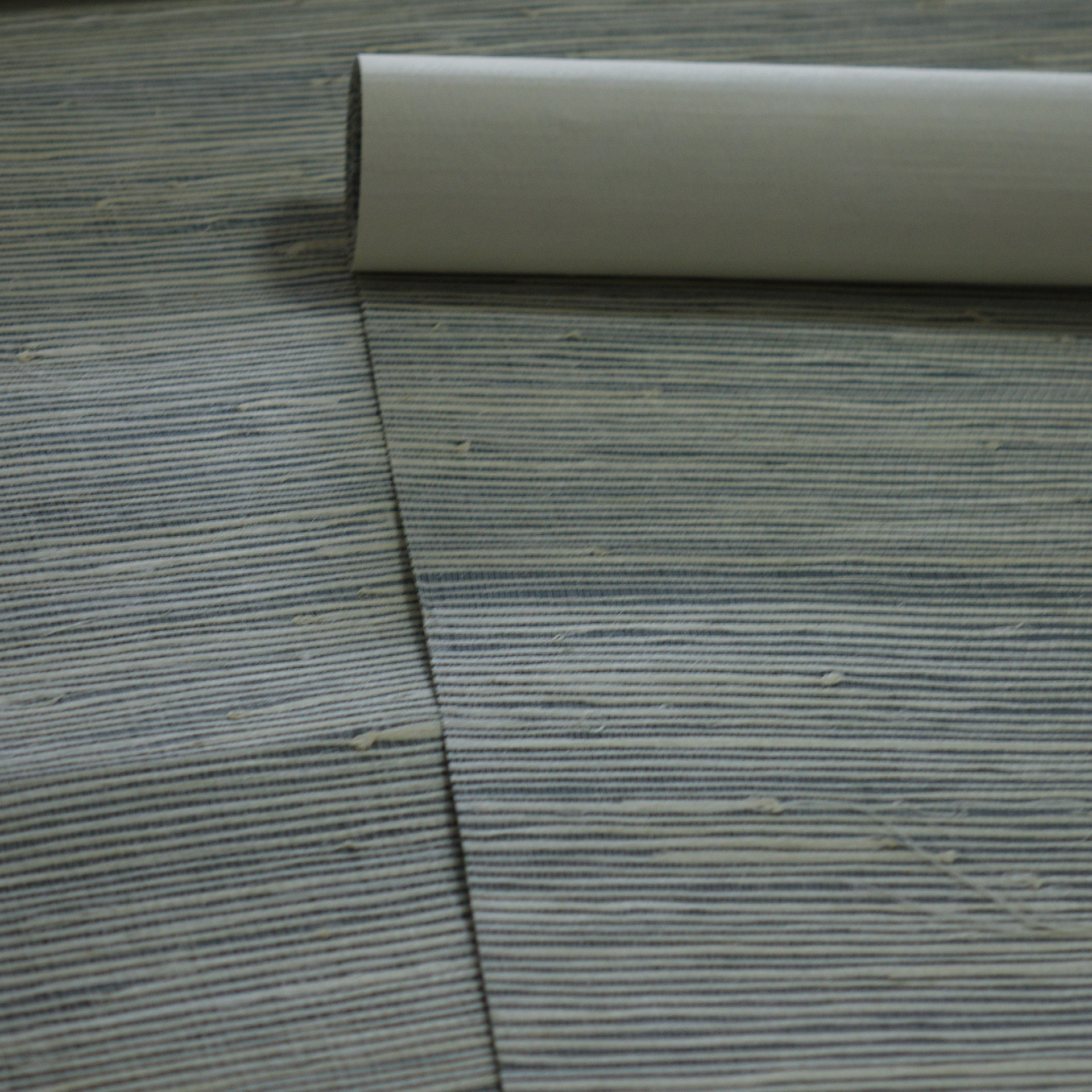 Zhenling blue beige strip natural grasscloth wallpaper for coffee house wall decoration