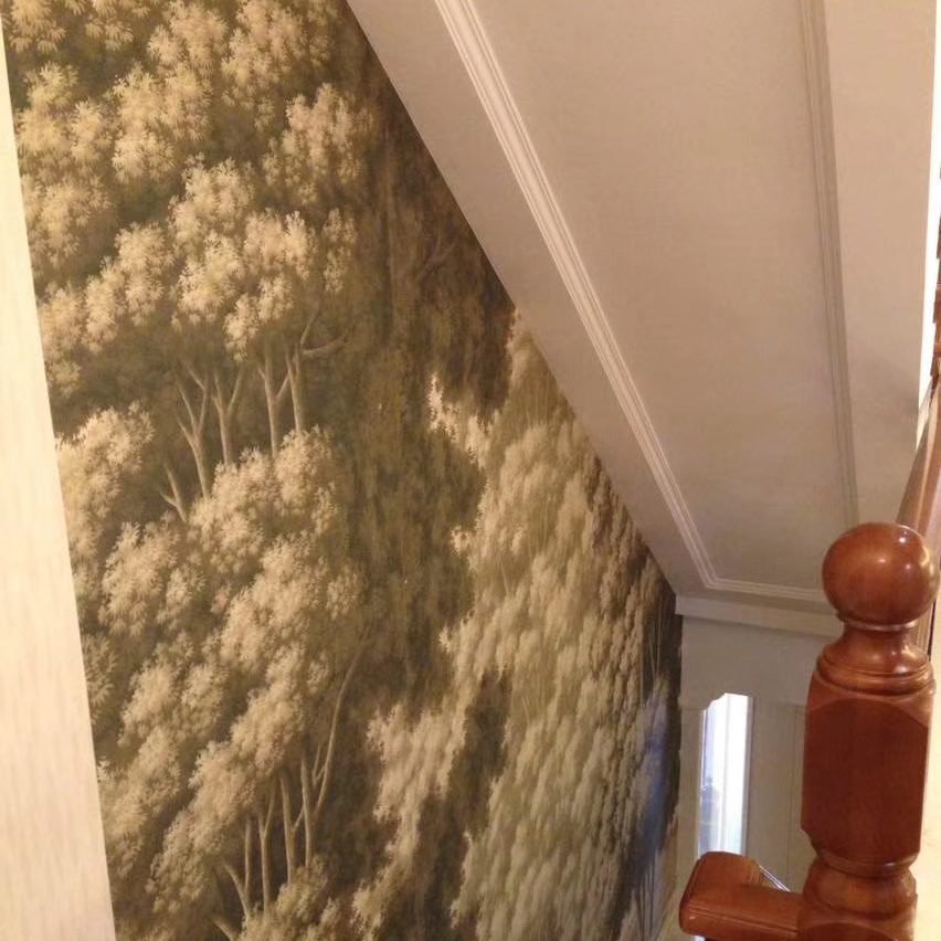 Zhenling luxury Hand-painted rainforest style wallpaper for stairs