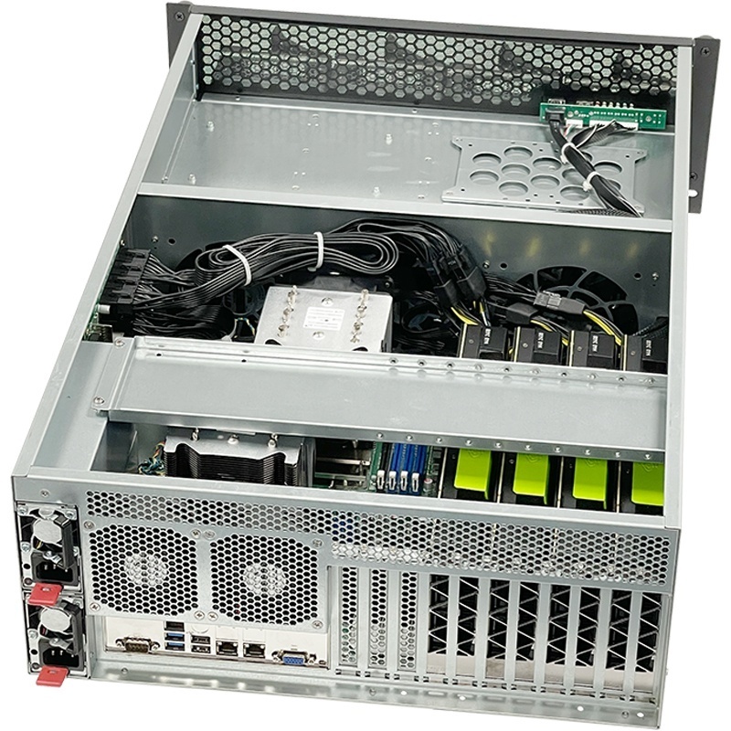 ZhenLoong 4 GPU server rack case 4U 11 slot PCI 12 bay hard drive hot swap U.2 NVMe chassis support Supermirco X11DRG X12DPG-QT6