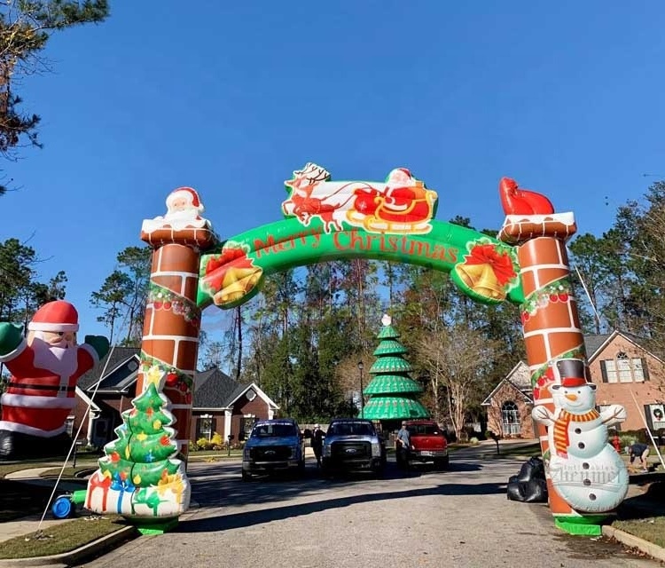 Giant Candy Cane Archway Gift Box Inflatable Arch For Christmas Event Exhibition Inflatable Arch