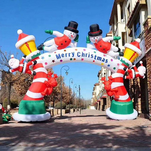 Giant Candy Cane Archway Gift Box Inflatable Arch For Christmas Event Exhibition Inflatable Arch